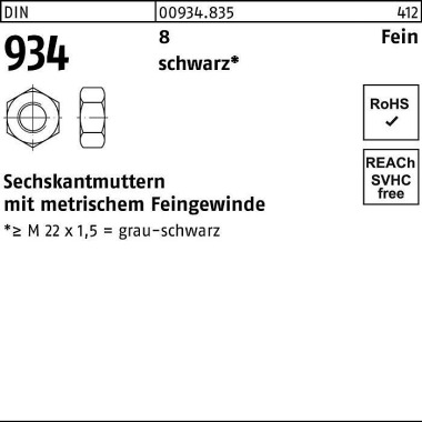 Sechskantmutter DIN 934 M 33x 2 8 sw 1 Stück 009348350330200