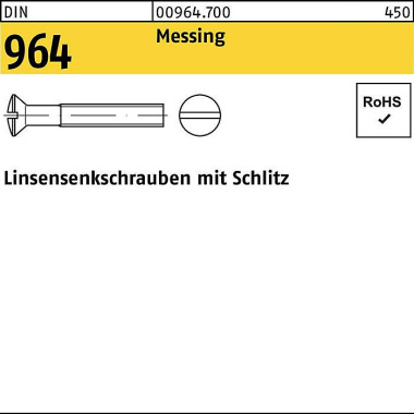 Linsensenkschraube DIN 96 4 Schlitz M5x 8 Messing 2 00 Stück 009647009050008