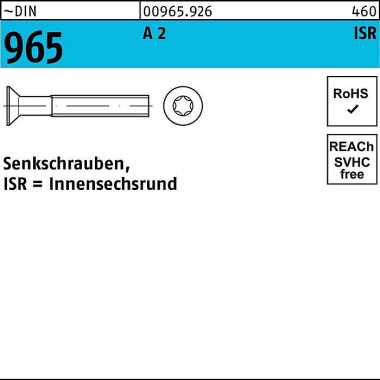 Senkschraube DIN 965 ISR M2,5x 5-T8 A 2 1000 Stück 009659260025005