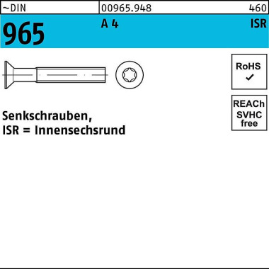 Senkschraube DIN 965 ISR M3x 10-T10 A 4 1000 Stück 009659480030010