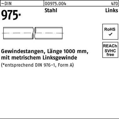 Gewindestange DIN 975 lin ks M12 -LHx 1000mm Stahl 1 Stück 009750040120000