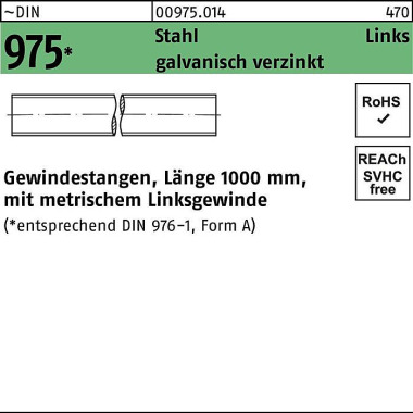 Gewindestange DIN 975 lin ks M24 -LHx 1000mm Stahl galv.verz. 1 Stück 009750140240000