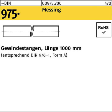 Gewindestange DIN 975 M3x 1000mm Messing 1 Stück 009757000030000