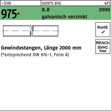 Gewindestange DIN 975 M27 x 2000mm 8.8 galv.verz. 1 Stück 009758160270002