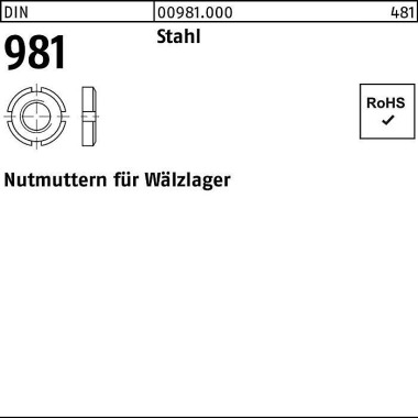 Nutmutter DIN 981 KM13 M6 5x2 Stahl 1 Stück 009810000130000