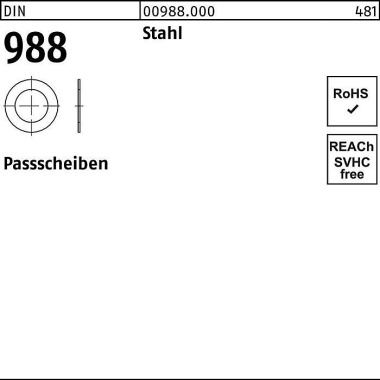 Paßscheibe DIN 988 5x 10x 0,3 Stahl 2500 Stück 009880000510030