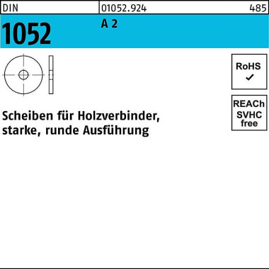 Unterlegscheibe DIN 1052 rund 23x 80x 8 A 2 10 Stü ck 010529240230000