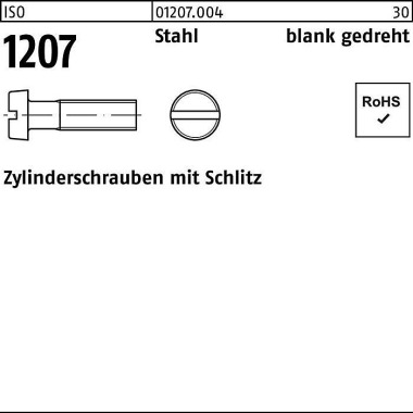 Zylinderschraube ISO 1207 Schlitz M1,6x 4 Stahl bl ank gedreht 100 Stück 012070040016004