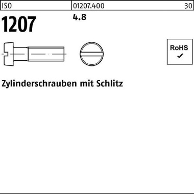 Zylinderschraube ISO 1207 Schlitz M4x 45 4.8 1000 Stück 012074000040045