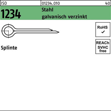 Splinte ISO 1234 2x 8 Sta hl galv.verz. 1000 Stück 012340100020008