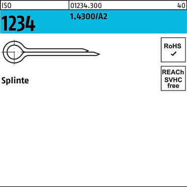 Splinte ISO 1234 1x 8 1.4 300/A2 1000 Stück 012343000010008