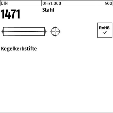 Kegelkerbstift DIN 1471 2 ,5x 12 Stahl 250 Stück 014710000025012