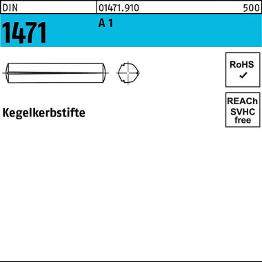 Kegelkerbstift DIN 1471 2 x 16 A 1 100 Stück 014719100020016