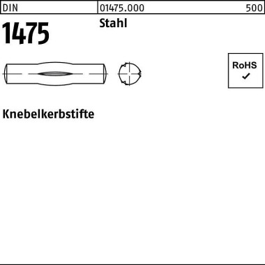 Knebelkerbstift DIN 1475 6x 32 Stahl 100 Stück 014750000060032