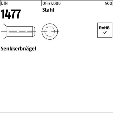 Senkkerbnagel DIN 1477 3x 6 Stahl 500 Stück 014770009030006