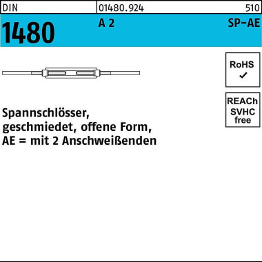 Spannschloss DIN 1480 off en 2Anschweißenden SP-AE M12 A 2 1 Stück 014809240120000