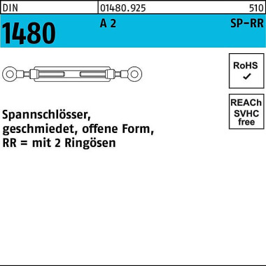 Spannschlossmutter DIN 14 80 offen 2Ringösen SP-RR M16 A 2 1 Stück 014809250160000