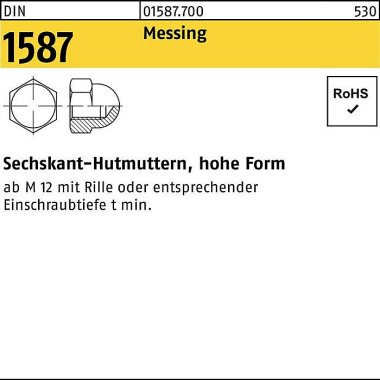 Sechskanthutmutter DIN 15 87 M4 Messing 1000 Stück 015877000040000