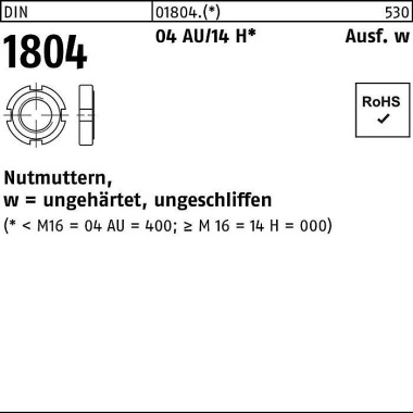 Nutmutter DIN 1804 M20x 1 ,5 Automatenstahl/14 H 10 Stück 018040000200150