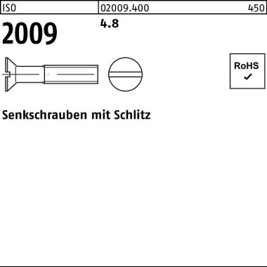 Senkschraube ISO 2009 Sch litz M2,5x 12 4.8 2000 St ück 020094000025012