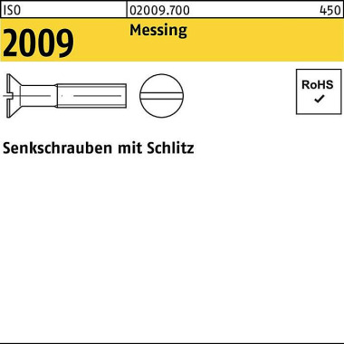 Senkschraube ISO 2009 Sch litz M3x 12 Messing 1000 Stück 020097000030012