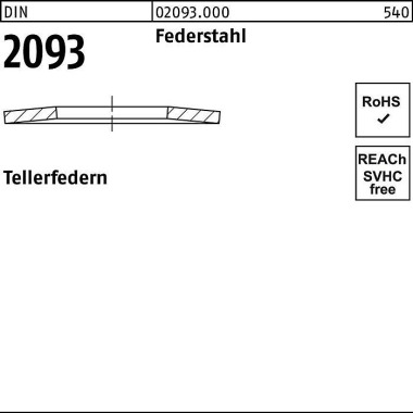 Tellerfeder DIN 2093 40x1 4,3x2,0 Federstahl 100 St ück 020930000401420