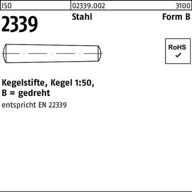 Kegelstift ISO 2339 gedre ht B 12x 140 Stahl Kegel 1:50 10 Stück 023390020120140