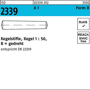 Kegelstift ISO 2339 gedre ht 3x 12 A 1 Kegel 1:50 5 0 Stück 023399120030012