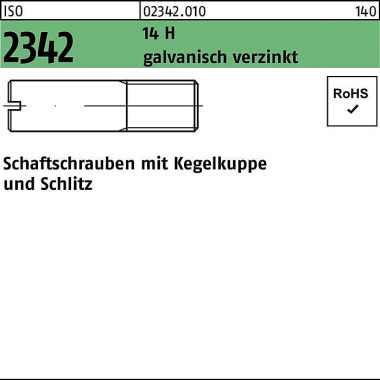 Schaftschraube ISO 2342 K egelkuppe/Schlitz M5x25 1 4 H galv.verz. 100St. 023420100050025