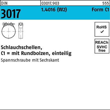 Schlauchschelle DIN 3017 W2 FormC1 21- 23/18 1.401 6 Schraube galv.verz. 50S t. 030179030230018