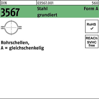 Rohrschelle DIN 3567 glei chschenkelig A 115/NW 100 Stahl grundiert 20 Stück 035670011150000