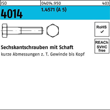 Sechskantschraube ISO 401 4 Schaft M16x 65 A 5 1 St ück 040149500160065