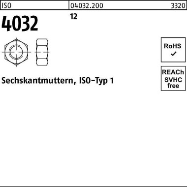 Sechskantmutter ISO 4032 M24 12 25 Stück 040322000240000