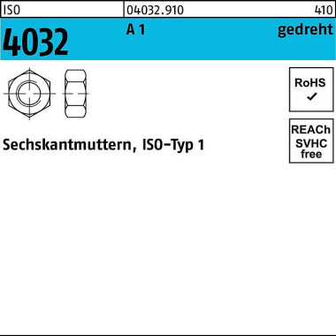 Sechskantmutter ISO 4032 M2 A 1 500 Stück 040329100020000