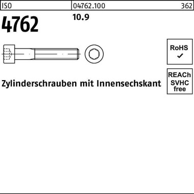 Zylinderschraube ISO 4762 Innen-6kt M4x 25 10.9 50 0 Stück 047621000040025