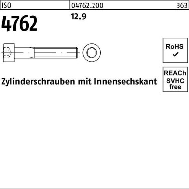 Zylinderschraube ISO 4762 Innen-6kt M2,5x 4 12.9 1 00 Stück 047622000025004