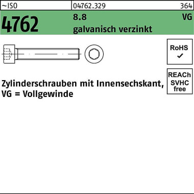 Zylinderschraube ISO 4762 Innen-6kt VG M5x70 8.8 g alv.verz. 200St. 047623290050070