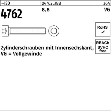 Zylinderschraube ISO 4762 Innen-6kt VG M6x 60 8.8 200 Stück 047623880060060