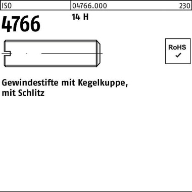 Gewindestift ISO 4766 Keg elkuppe/Schlitz M4x 6 14 H 200 Stück 047660009040006