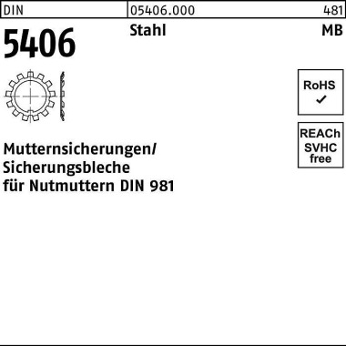 Sicherungsblech DIN 5406 MB 2/M 15x1 Stahl f.DIN 9 81 25 Stück 054060000020000