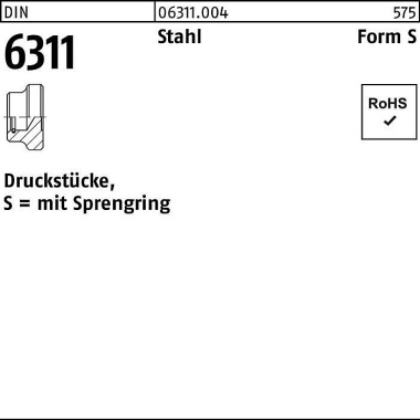 Druckstück DIN 6311 Spren gring S 20 M10 Stahl 10 S tück 063110040200010