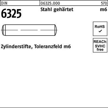 Zylinderstift DIN 6325 2 m6x 16 Stahl gehärtet Tol eranz m6 1000 Stück 063250000020016