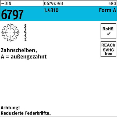 Zahnscheibe DIN 6797 Form A außengezahnt A 10,5 1.4 310 100 Stück 067979619105000