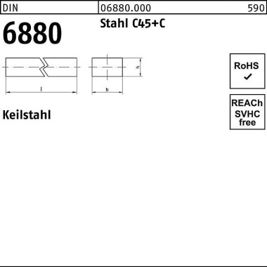 Keilstahl DIN 6880 6x 6x 1000 Stahl C45+C 1 Stück 068800000060006