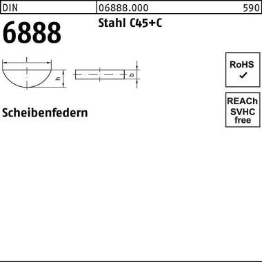 Scheibefeder DIN 6888 10x 13 Stahl C45+C 25 Stück 068880000100013