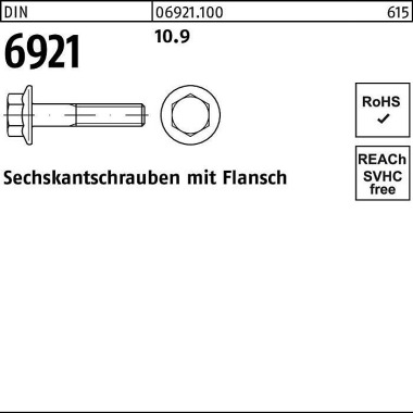 Sechskantschraube DIN 692 1 Flansch M16x 35 10.9 50 Stück 069211000160035