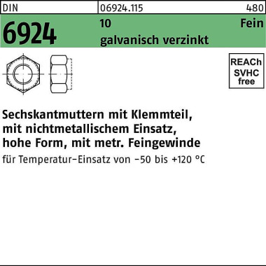 Sechskantmutter DIN 6924 Klemmteil M14x 1,5 10 gal v.verz. 100 Stück 069241150140150