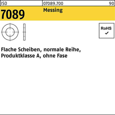 Unterlegscheibe ISO 7089 o.Fase 4,3 Messing 1000 S tück 070897000043000