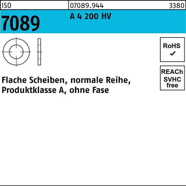 Unterlegscheibe ISO 7089 o.Fase 4 A 4 200 HV 1000 Stück 070899440040000