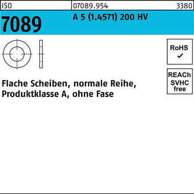 Unterlegscheibe ISO 7089 o.Fase 16 A 5 (1.4571) 20 0 HV 50 Stück 070899540160000